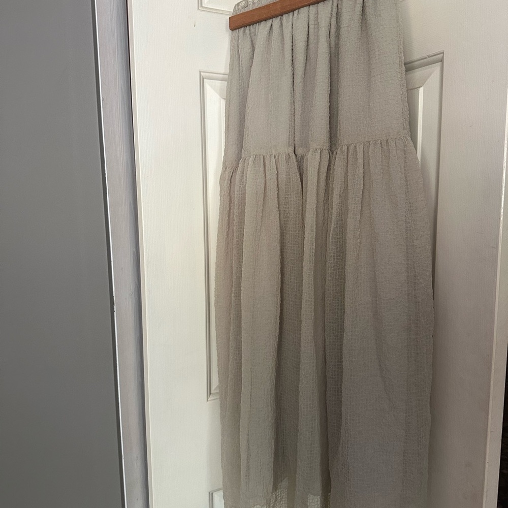 Wilfred Tan Cream Tiered Maxi Skirt Casual